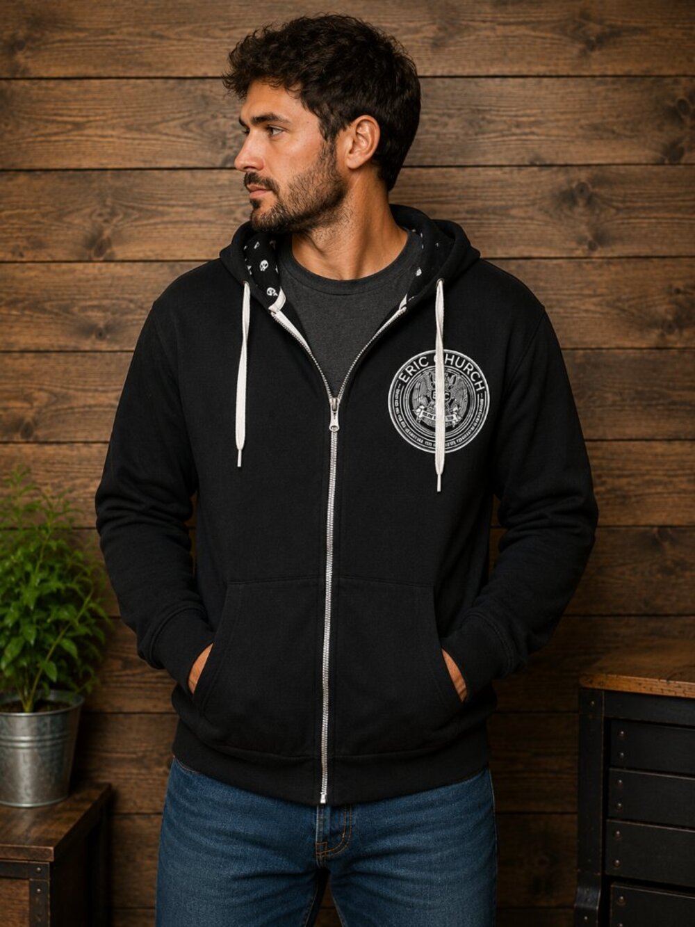 Official Eric Church "Holdin' My Own Tour" Full Zip Hoodie – XL – Black Concert